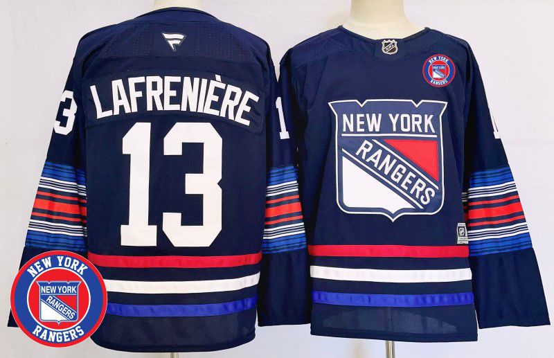 Men New York Rangers 13 Lafreniere Blue Fanatics 2025 NHL Jersey style 8
